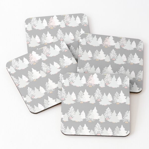 Item preview, White Christmas trees on grey designed and sold by katerosestudios.