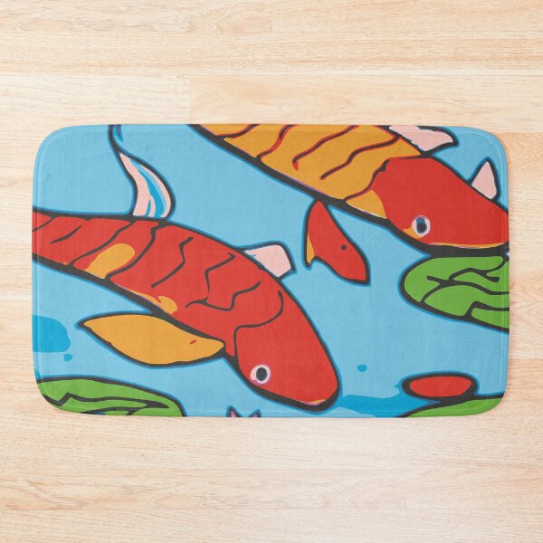 Item preview, Red Koi and Orange Koi Swimming in Pond with Lilies designed and sold by Nonshape.