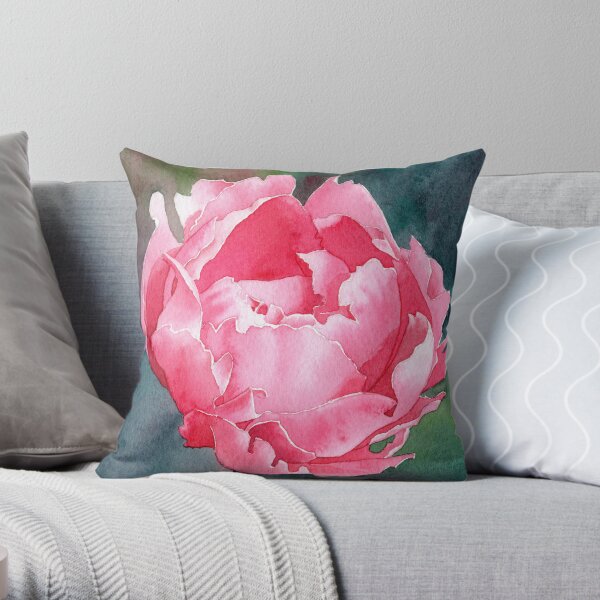 Pink Peony - Watercolour Throw Pillow