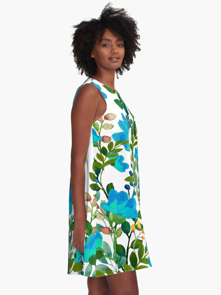 Alternate view of Blue #redbubble #decor #buyart A-Line Dress