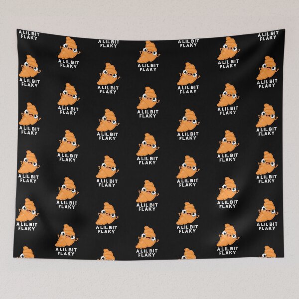 Item preview, A Lil Bit Flaky Pastry Funny Croissant Puns  (Dark BG) designed and sold by punnybone.