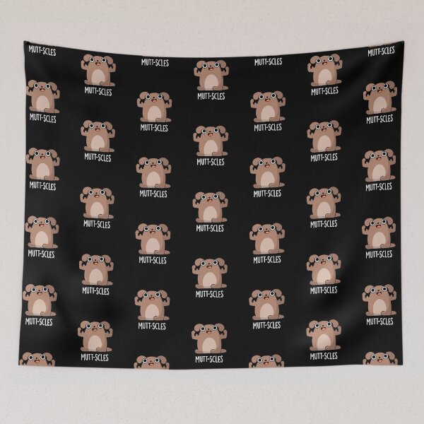 Item preview, Mutt-scles Animal Funny Dog Puns (Dark BG) designed and sold by punnybone.