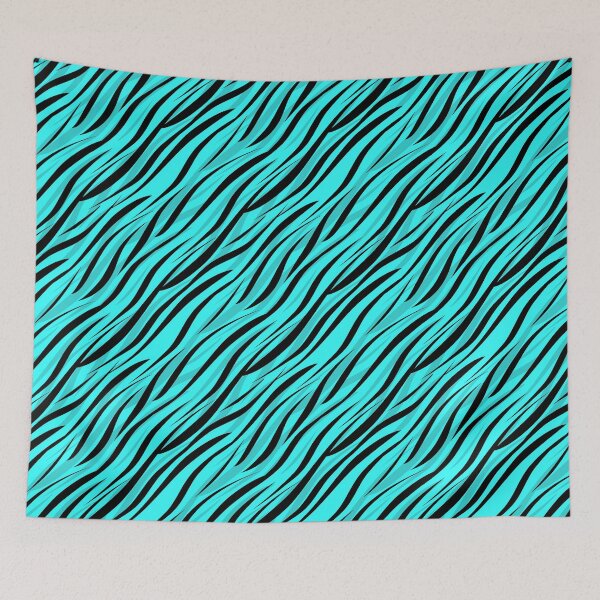 Item preview, Black and turquoise abstract textiles designed and sold by fuzzyfox.