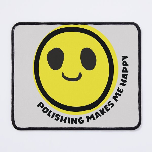 Item preview, Polishing makes me happy smile yellow face metalsmith gift designed and sold by MetalicBabe.