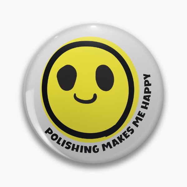 Item preview, Polishing makes me happy smile yellow face metalsmith gift designed and sold by MetalicBabe.
