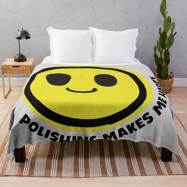 Item preview, Polishing makes me happy smile yellow face metalsmith gift designed and sold by MetalicBabe.