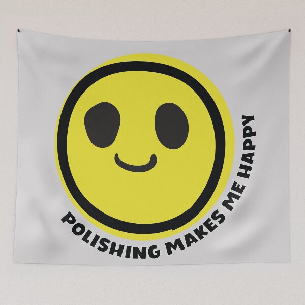 Item preview, Polishing makes me happy smile yellow face metalsmith gift designed and sold by MetalicBabe.