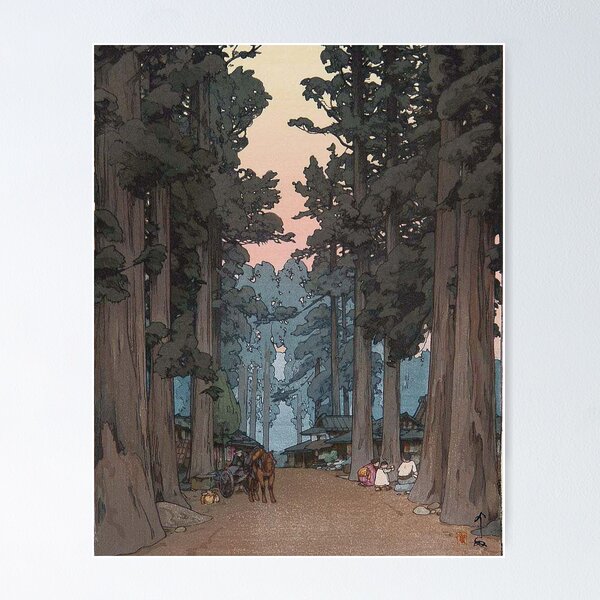 Item preview, Avenida de los árboles Sugi, una obra de shin-hanga de Hiroshi Yoshida designed and sold by LexBauer.