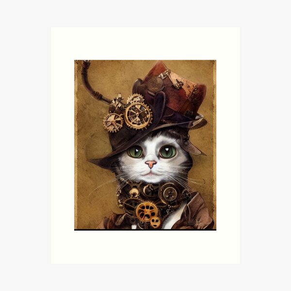 Fancy Steampunk Cat Art Print