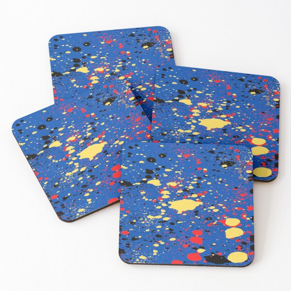 Item preview, Paint splatters abstract on blue designed and sold by calibrit.