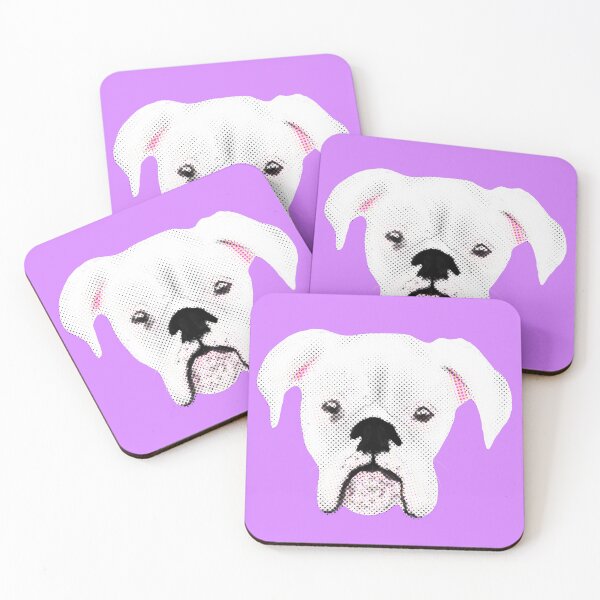Item preview, WHITE BOXER DOG PUPPY HALFTONE LIGHT PURPLE designed and sold by GIVENGRACE.ART.