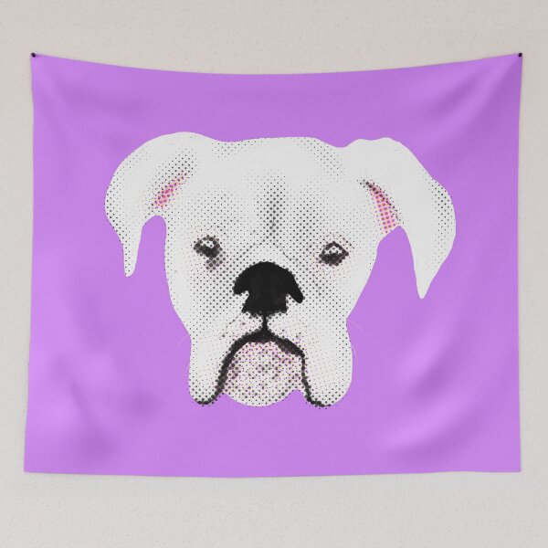 Item preview, WHITE BOXER DOG PUPPY HALFTONE LIGHT PURPLE designed and sold by GIVENGRACE.ART.