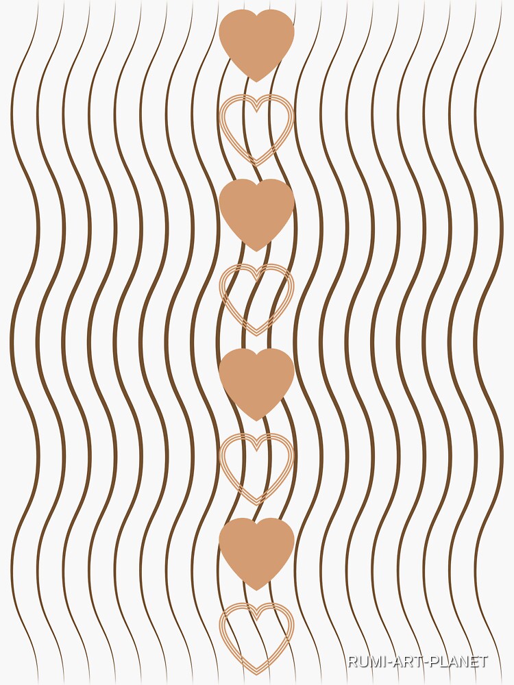 "Brown Hearts With Zigzag Strips " Sticker for Sale by