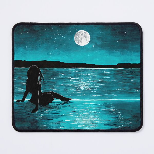 Item preview, Teal Ocean Silhouette Girl Relaxing designed and sold by SSR-art.