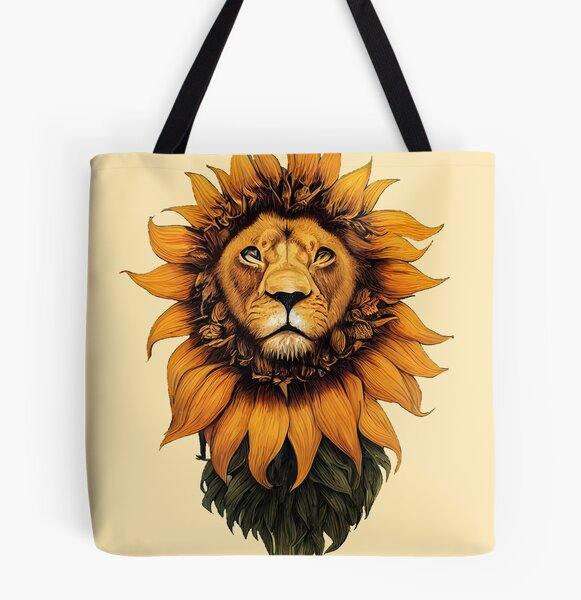 Lion Bag Lion Canvas Bag King of the Jungle Lion Embroidered 