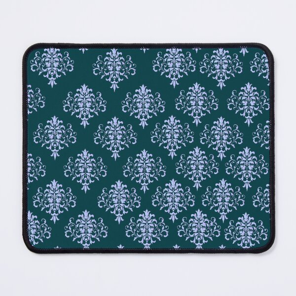 Item preview, Lacey dark aqua and silver blue jacquard pattern design designed and sold by Kestrelle.