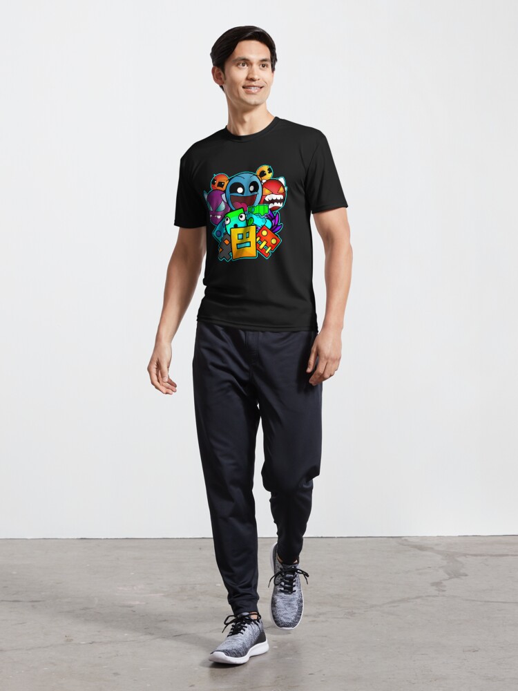 Men's Geometric Active Sports T-Shirt: Black
