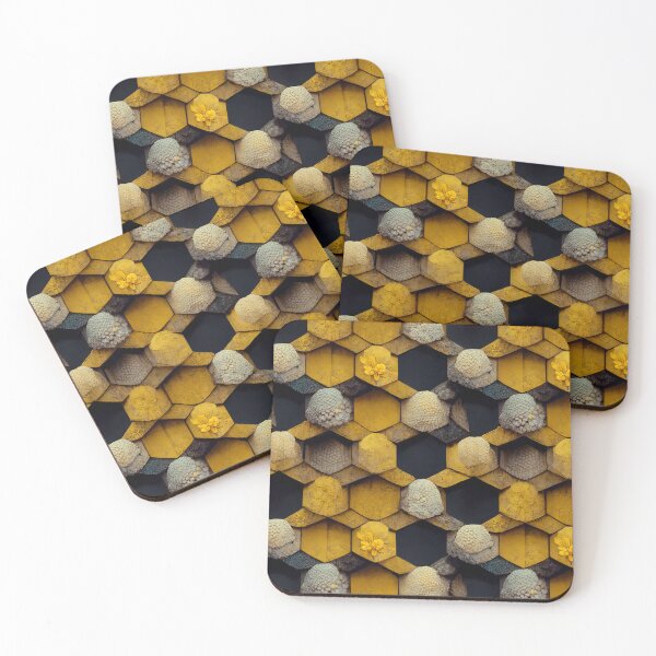 Item preview, 3D Fantasy Honeycomb Beehive Pattern in Yellow and Grey designed and sold by yennyz.