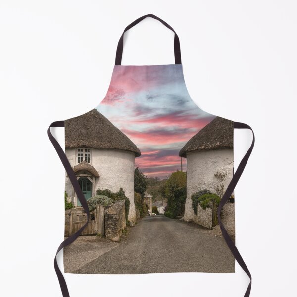 Item preview, Veryan Cornwall  Roundhouses at sunset,thatched cottage designed and sold by kathleenjean.
