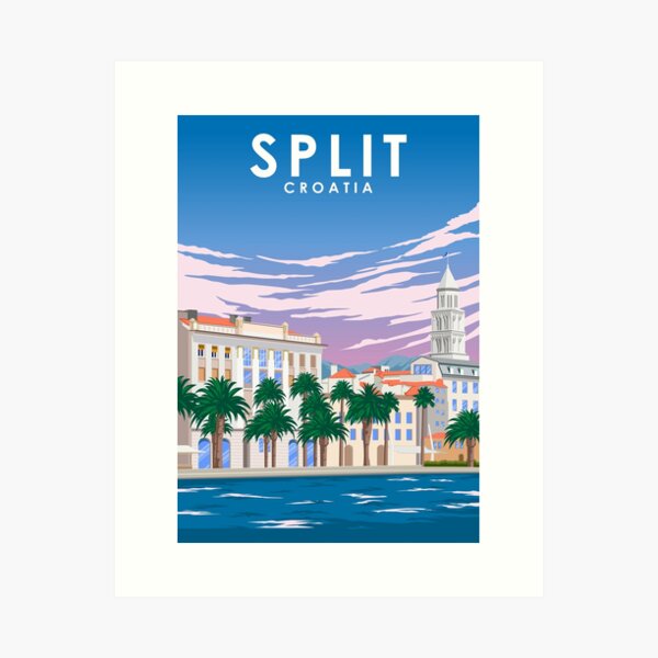 Item preview, Split Croatia Vintage Minimal Retro Travel Poster designed and sold by Stadify.