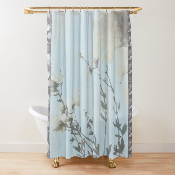 powder blue poppies single orchids Shower Curtain