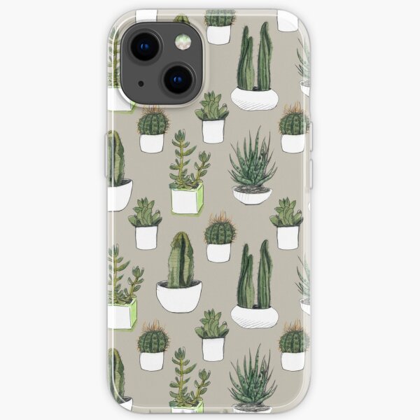 Watercolour Cacti & Succulents - Beige iPhone Soft Case