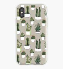 Watercolour Cacti & Succulents - Beige iPhone Case