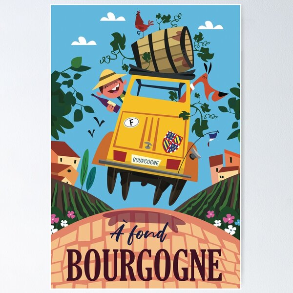 Affiche Carte des Vins de France - La Bel'France Cluny