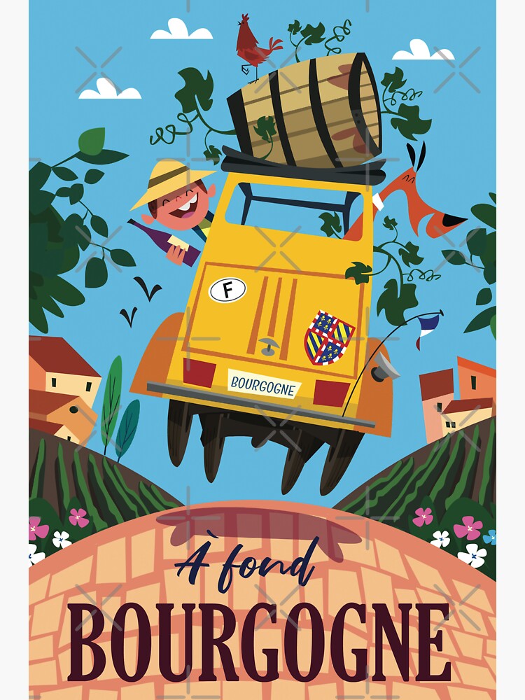 Thumbnail 3 of 3, Sticker, Bourgogne poster designed and sold by GAGodel.