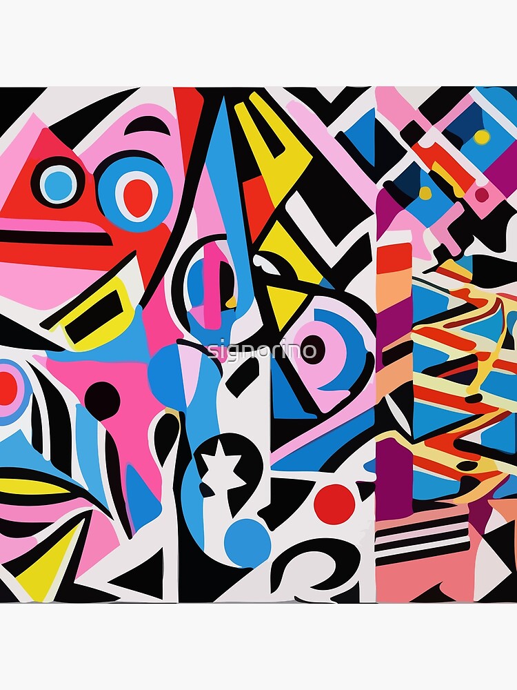 Colorful Abstract Neo Pop Abstract Geometric Art with Comics
