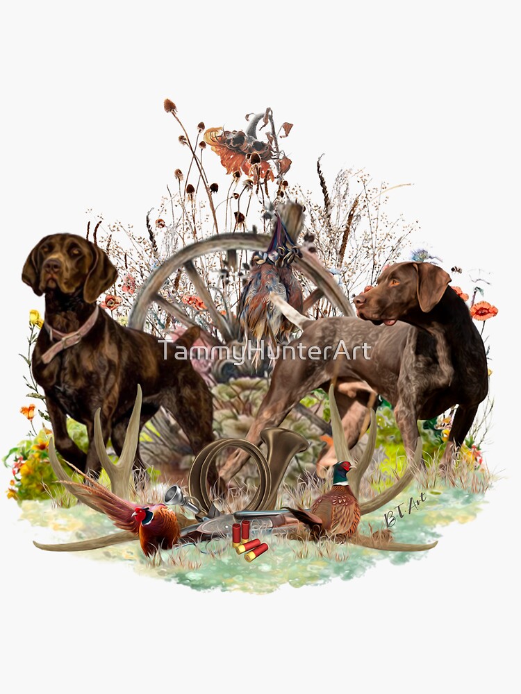 " Best Times of Day to Hunt , GSP " Sticker for Sale by TammyHunterArt
