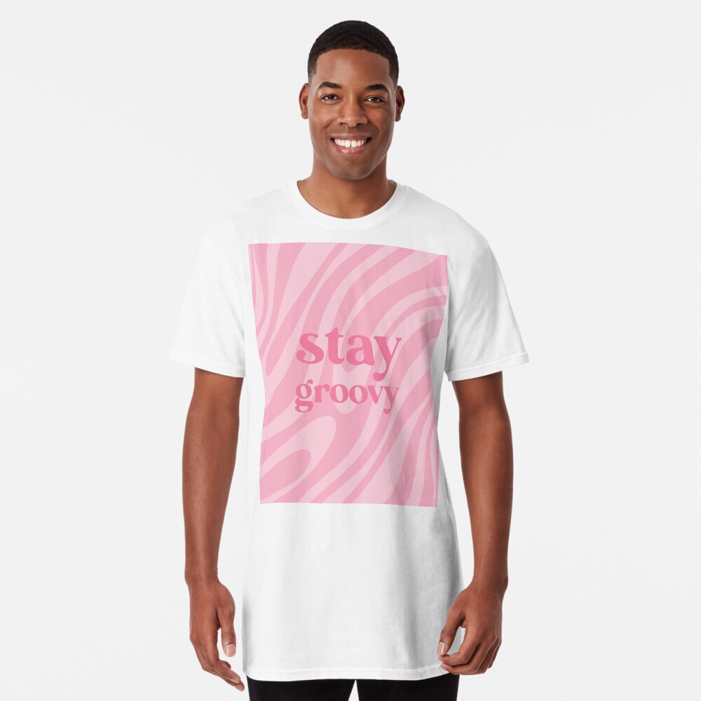 Stay Groovy Retro Chill Abstract Pattern with Typography in Pink   Essential T-Shirt for Sale by kierkegaard