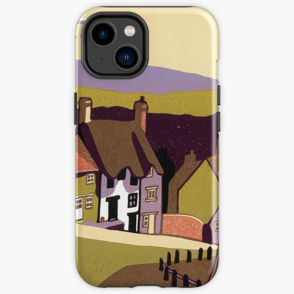 Gold Hill - Original linocut by Francesca Whetnall iPhone Case