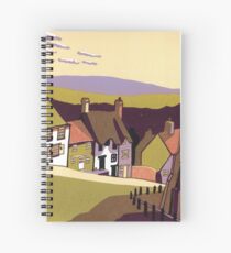 Gold Hill - Original linocut by Francesca Whetnall Spiral Notebook