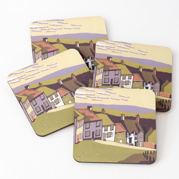 Item preview, Gold Hill - linocut by Francesca Whetnall designed and sold by Cecca-Designs.