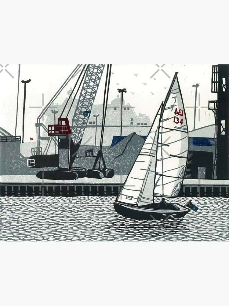 Poole Quay - Original linocut by Francesca Whetnall by Cecca-Designs
