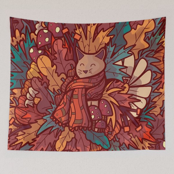 Item preview, The cosy autumn cat designed and sold by Swadeillustrations.