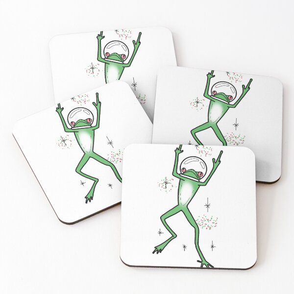 Item preview, green frog astronaut in space giving the finger cute gift designed and sold by AnanasArt.
