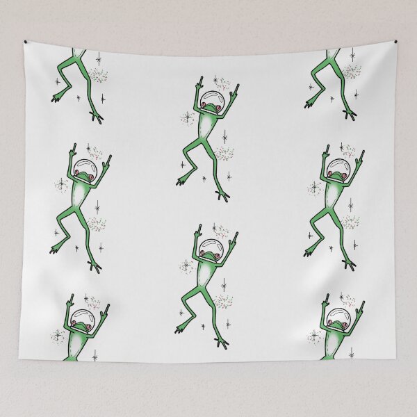 Item preview, green frog astronaut in space giving the finger cute gift designed and sold by AnanasArt.