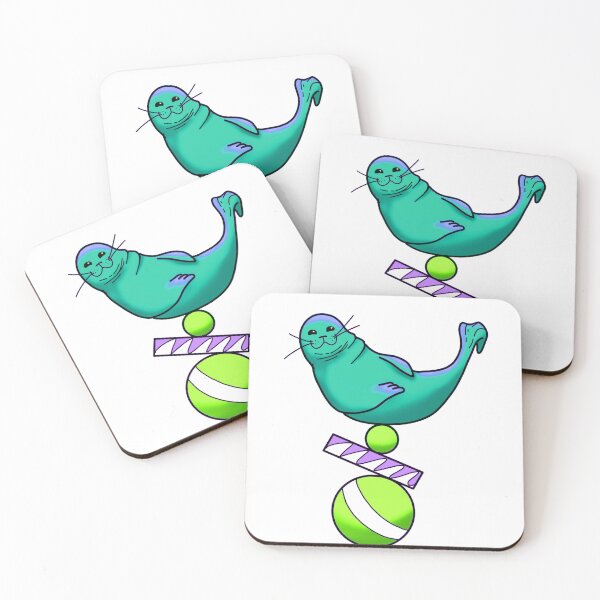 Item preview, Green seal balancing on a stack of balls cute gift designed and sold by AnanasArt.