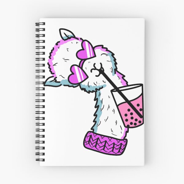 Item preview, happy llamma drinking pink bubble tea and wearing cerise heart shaped sunglasses cute gift designed and sold by AnanasArt.