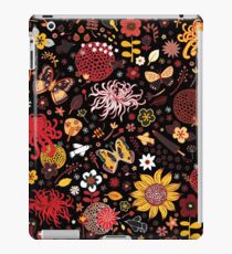 Japanese Garden - Red, Gold and Rust on Black - exotic floral pattern by Cecca Designs iPad Case/Skin