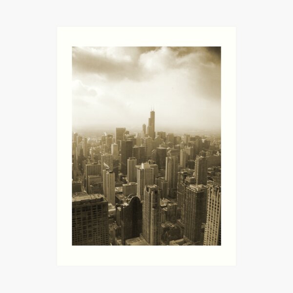 Chicago Skyline Mono Art Print
