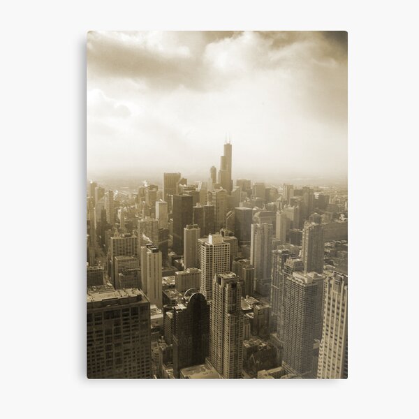 Chicago Skyline Mono Metal Print