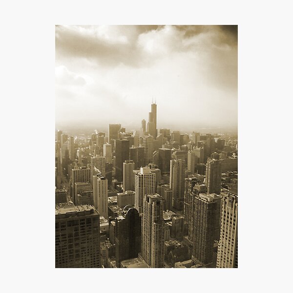 Chicago Skyline Mono Photographic Print