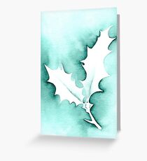 Holly Leaves Christmas design - Aquamarkers. Greeting Card
