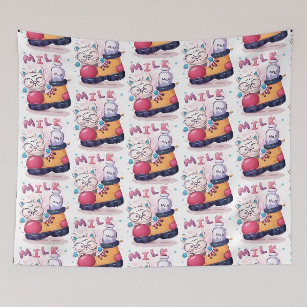 Item preview, cat drinks milk     designed and sold by DandelionDe.