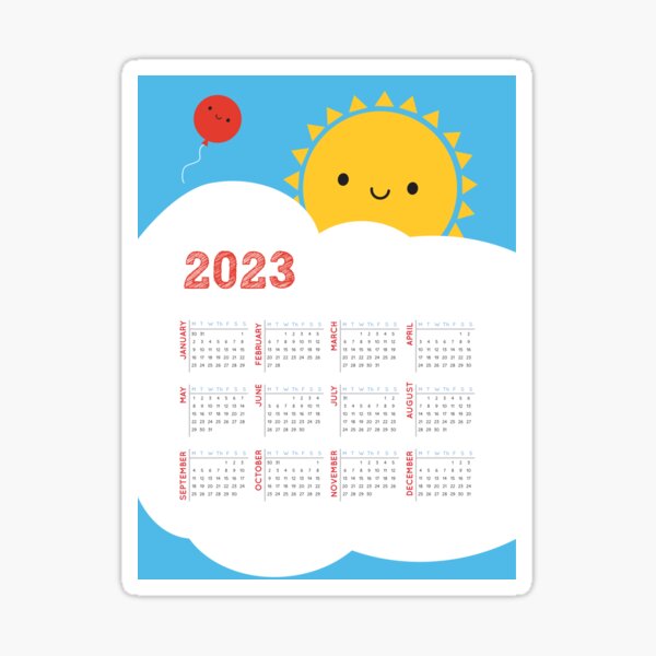 Happy Sun 2023 Calendar Sticker