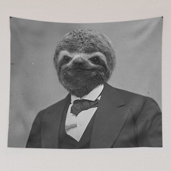 Item preview, Gentleman Sloth 5# - Print / Home Decor / Wall Art / Poster / Gift / Birthday / Sloth Lover Gift / Animal print Canvas Print designed and sold by Furry And  Purry.