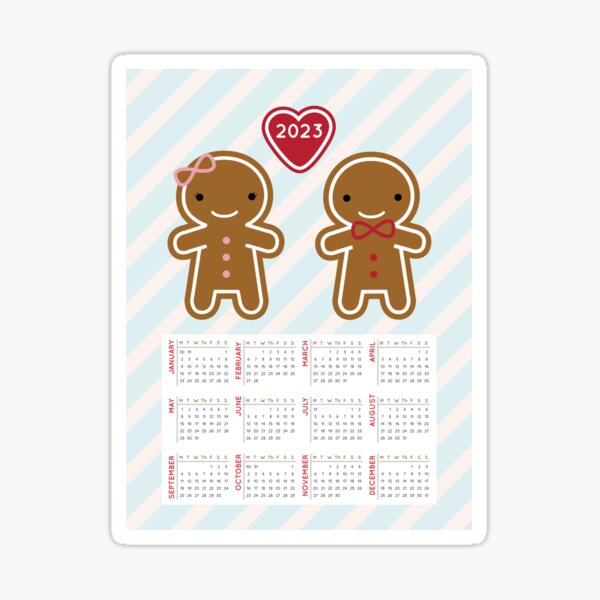 Cookie Cute Gingerbread Couple 2023 Calendar Sticker